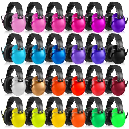 Copkim 24 Pcs Kids Noise Reduction Headphones, SNR 27dB Adjustable Earmuffs for Noise Reduction Kids Sleep, 24 Colors(Classic)