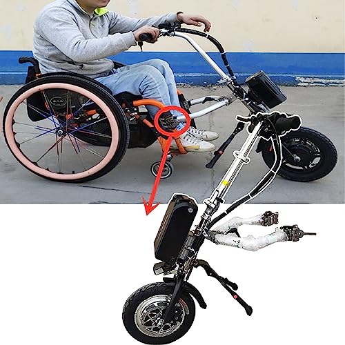 Dispositivo de tracción para silla de ruedas, accesorio para bicicleta eléctrica de mano de 500 W con batería de litio, 3 velocidades, autonomía de 55/65 km. Mejora tu movilidad fácilmente