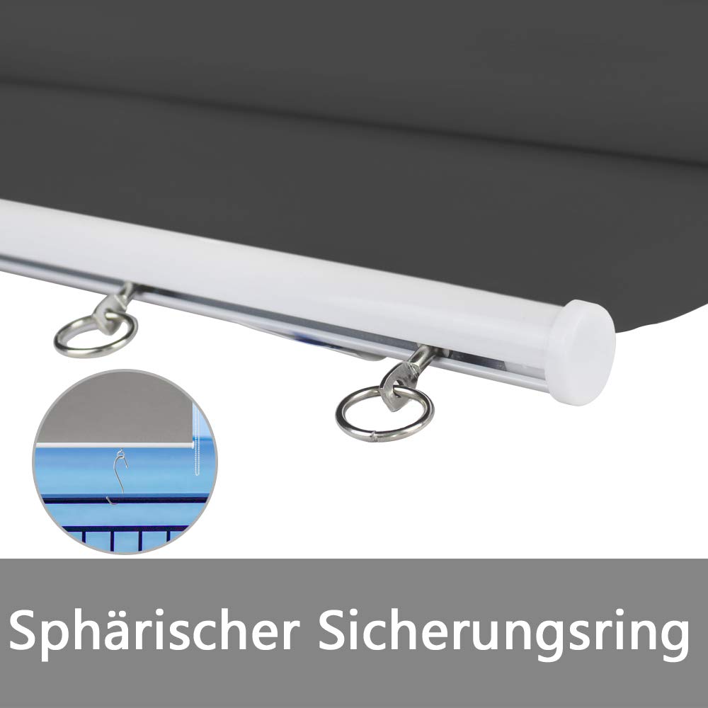 YUENFONG Außenrollo Balkon Sichtschutz Sonnenschutz Senkrechtmarkise Balkon Outdoor Rollo Beschattung UV Schutz (180 X 240cm, Anthrazit)