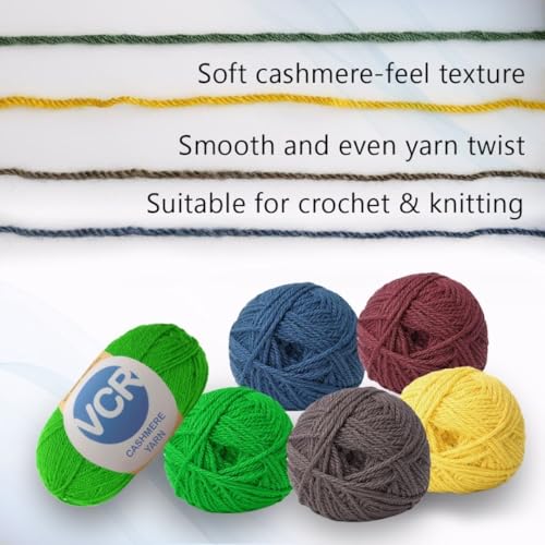Image of VCR Beige Cashmere Knitting Yarn, 100 Grams Hank, 265 Meters Length, Acrylic 75% and Nylon 25%, Soft Crosia Thread for Crochet and Knitting, Suitable for Sweaters, Pullovers and Jackets