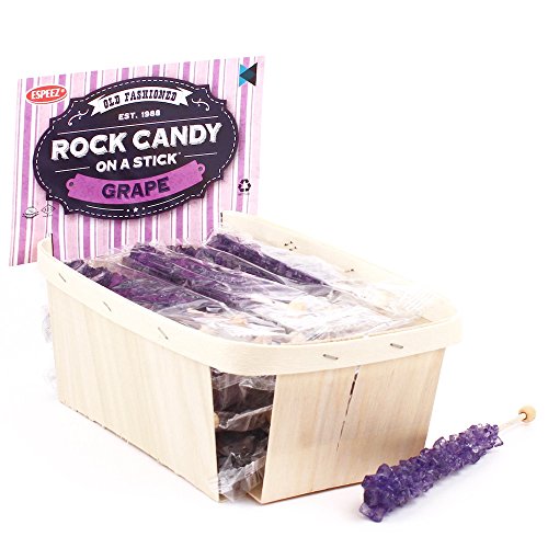 Extra Large Rock Candy Sticks: 18 Purple Rock Candy Sticks - Grape - Individually Wrapped for Party Favors, Candy Buffet, Showers, Receptions, Old Fashioned Espeez Bulk Candy on a Stick