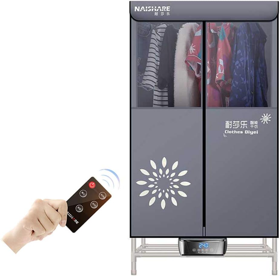 Clothes Dryer Portable Clothes Dryer,Folding Wardrobe Hanger Electric Vented Hot Air Drier,Suitable for Clothing Shoe Drying Dehumidification Dry Heated Laundry Indoor Dorm Room,Timer 50kg 1300W Doubl