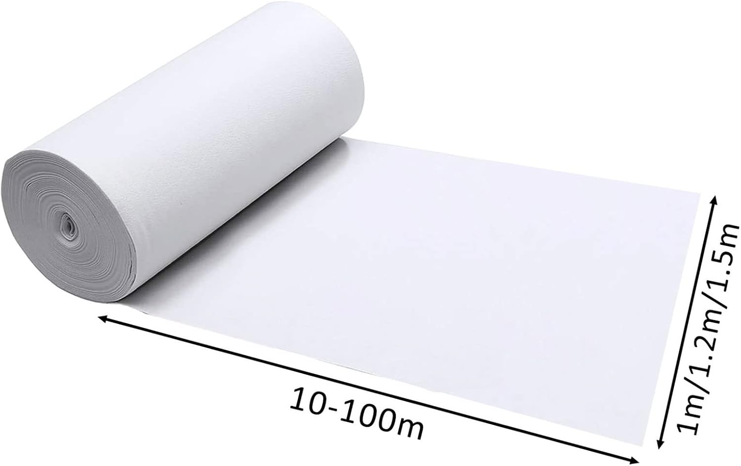 White Aisle Events Carpet Runner, 2mm Thickness Non-Slip Wedding Walkway Runner Rug Roll for Wedding Church Party Decoration Prom Business Outdoor, Cuttable (Size : 1.5x25m)