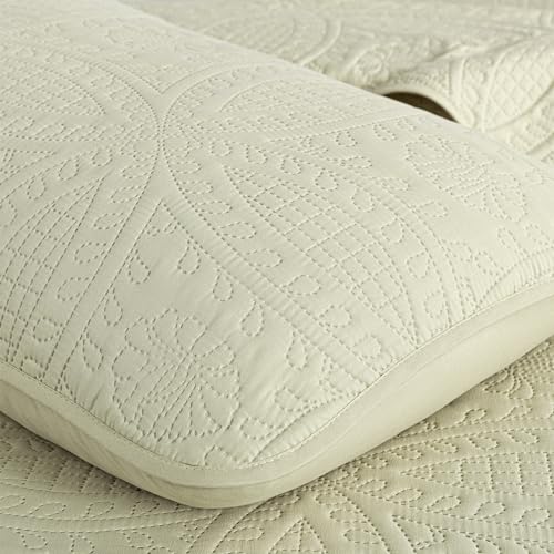 Image of Chezmoi Collection Austin Queen Bedspread Set 3-Piece Pinsonic Quilted Oversized Bedspread Coverlet Set, Queen, Tan