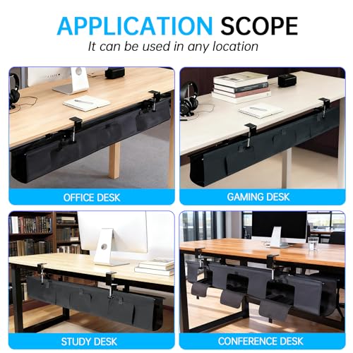 Image of Cable Management Under Desk Cable Management Tray, Cord Organizer & Cable Organizer - No Drill Installation for Home Office & Workstation