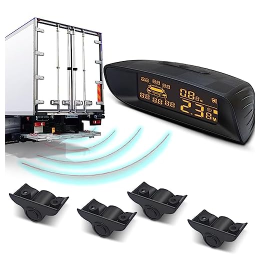 Parktronic 4 Parking Sensor Kit Backup Radar System 24V Distance Detection LCD Sound Warning for Truck Trailer Pickups RV Lorry Van