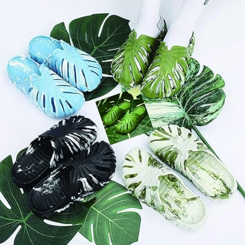 Monstera Shoes, Variegated Monstera Shoes for Women and Men, Thick Sole Eva Plant Leaf Slides, for Home, Beach, Bathroom3