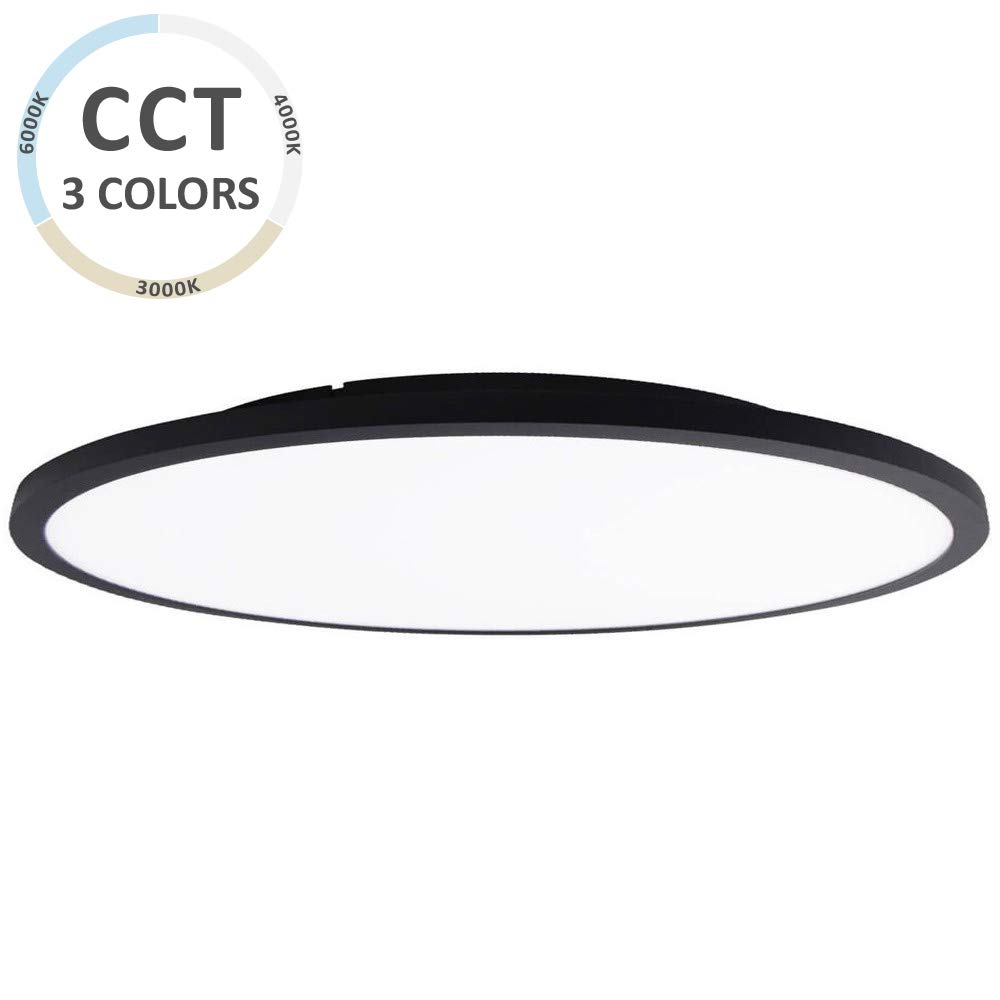 FactorLED Lámpara de Superficie Techo 40W, Plafón Led Negro Dimmable, Iluminación Interior, Tecnología CCT - Luz Seleccionable, Luz cálida, natural y fría (3 en 1)