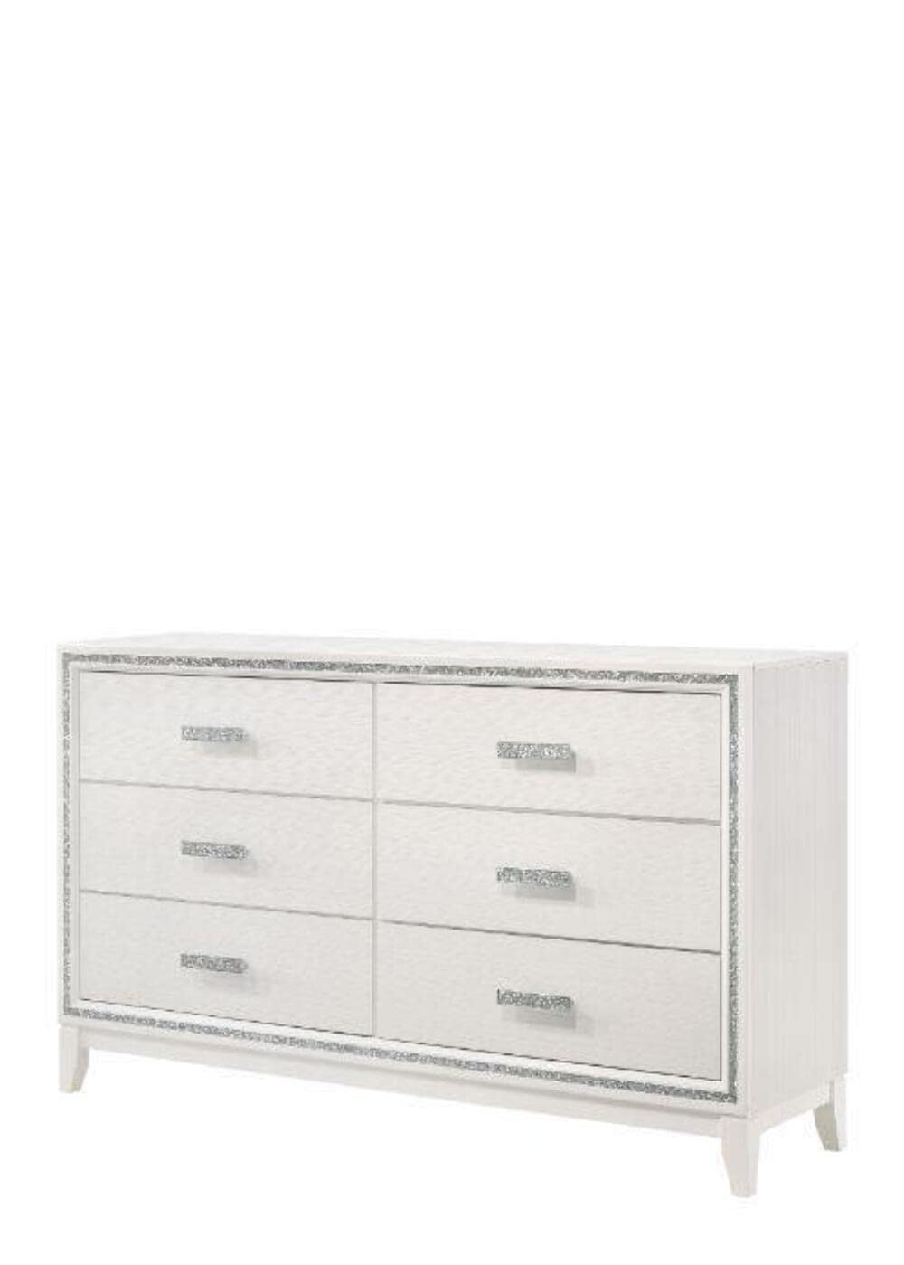 Photo 1 of **USED DOOR HANDLES**Acme Haiden Rectangular Wood 6-Drawer Bedroom Dresser in White