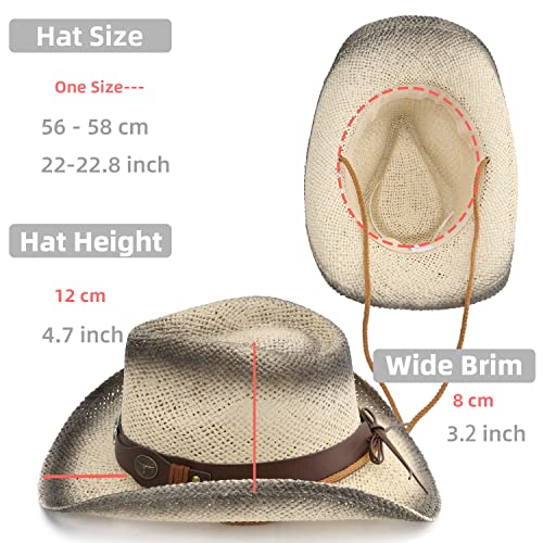 Image of Adult Sun Straw Western Cowboy Hat Colored