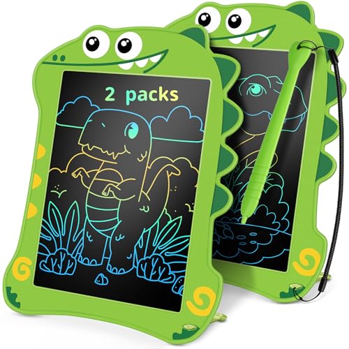 Image of FunMission 8.5" LCD Dinosaur Writing Tablet for Kids (2 Pack) - Toddler Travel Drawing Pad, Educational Birthday/Christmas Gift for 3-6 Year Old Boys Girls, Mess-Free Eye-Safe Toy