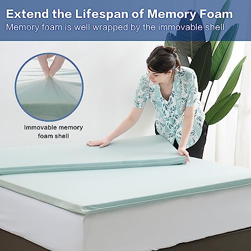 Sopat 3 Inch Memory Foam Mattress Topper Queen Size Dual Layer Comfort Pillow Top Mattress Pad For Back Pain Relief (2" Gel Memory Foam+ 1" Pillow Top Cover) #TOP3
