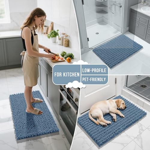 image for Yimobra Bathroom Runner Rug 55x24 Inch - Extra Long Non Slip Chenille 