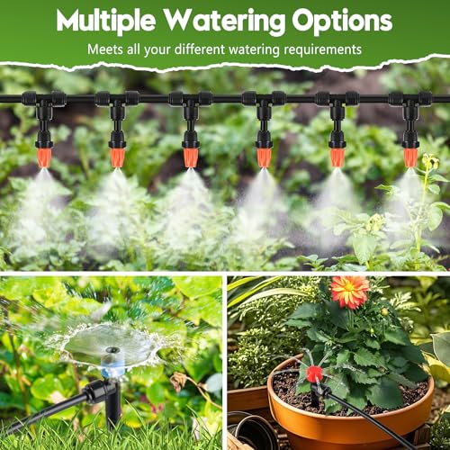 240FT Drip Irrigation System for Garden, 2025 Upgraded Quick-Connect Automatic Garden Watering System with 1/2" & 1/4" Tubing and Adjustable Nozzle Emitters for Greenhouse, Yard, Lawn, Raised Bed