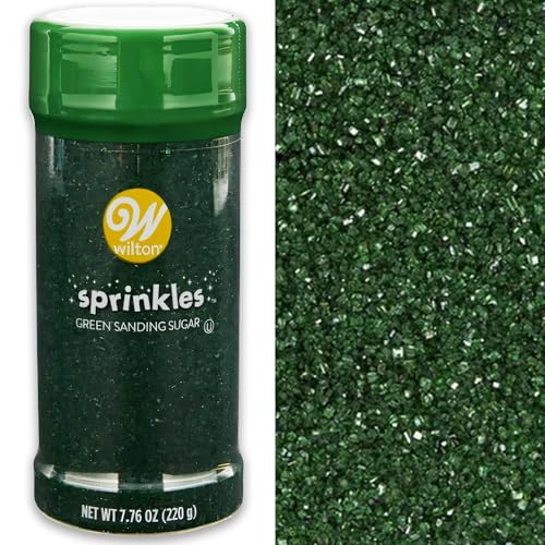 Wilton Green Sanding Sugar Sprinkles, St. Patrick's Day Dessert Toppers, Shamrock Color Sprinkles, Sparkling Sprinkles Sugar Crystals for baking and Cookie Decorating, Cupcakes, King Cake, Icing, Kosher Sprinkles 7.76 oz