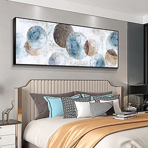 Peinture moderne abstrait bleu blanc KEBIA toile d'art durable 50x150cm haute definition