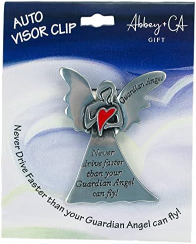 Cathedral Art (Abbey & CA Gift Angel Visor Clip, Never Drive Faster, 2-3/8-Inch, Metal, Silver