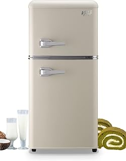 KRIBBLING 3.5 Cu Ft Compact Top Freezer Refrigerator, 2-Door Energy Saving, 7-Level Thermostat, Adjustable Shelves, White