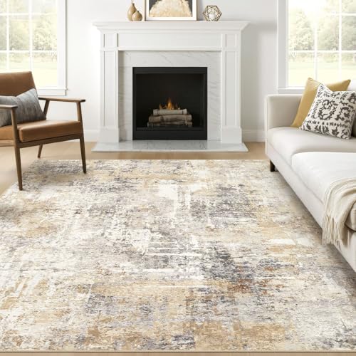LOONGRUG 8x8 Neutral Modern Abstract Rug