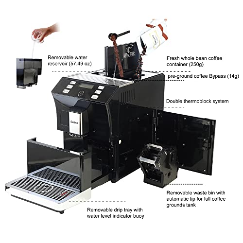 Dafino-206 Fully Automatic Espresso Machine, One Touch Coffee Machine, Stainless Steel, Black #TOP2