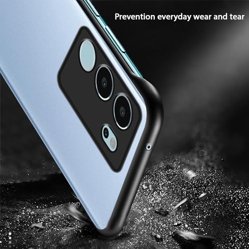 Image of Amazon Basics TPU+PC Cover for Vivo V29 Pro 5G, Vivo V29 5G |Hybrid Frameless|Full Camera Protection|Raised Edges|Frosted Matte Translucent Bumper Case(Black)
