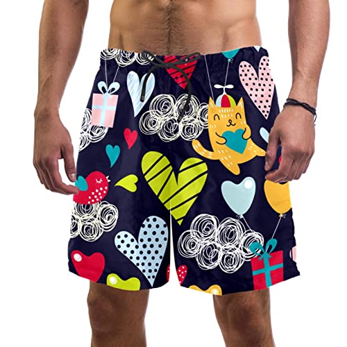 Short de plage à séchage rapide JDEZ maillots de bain hommes chat léger