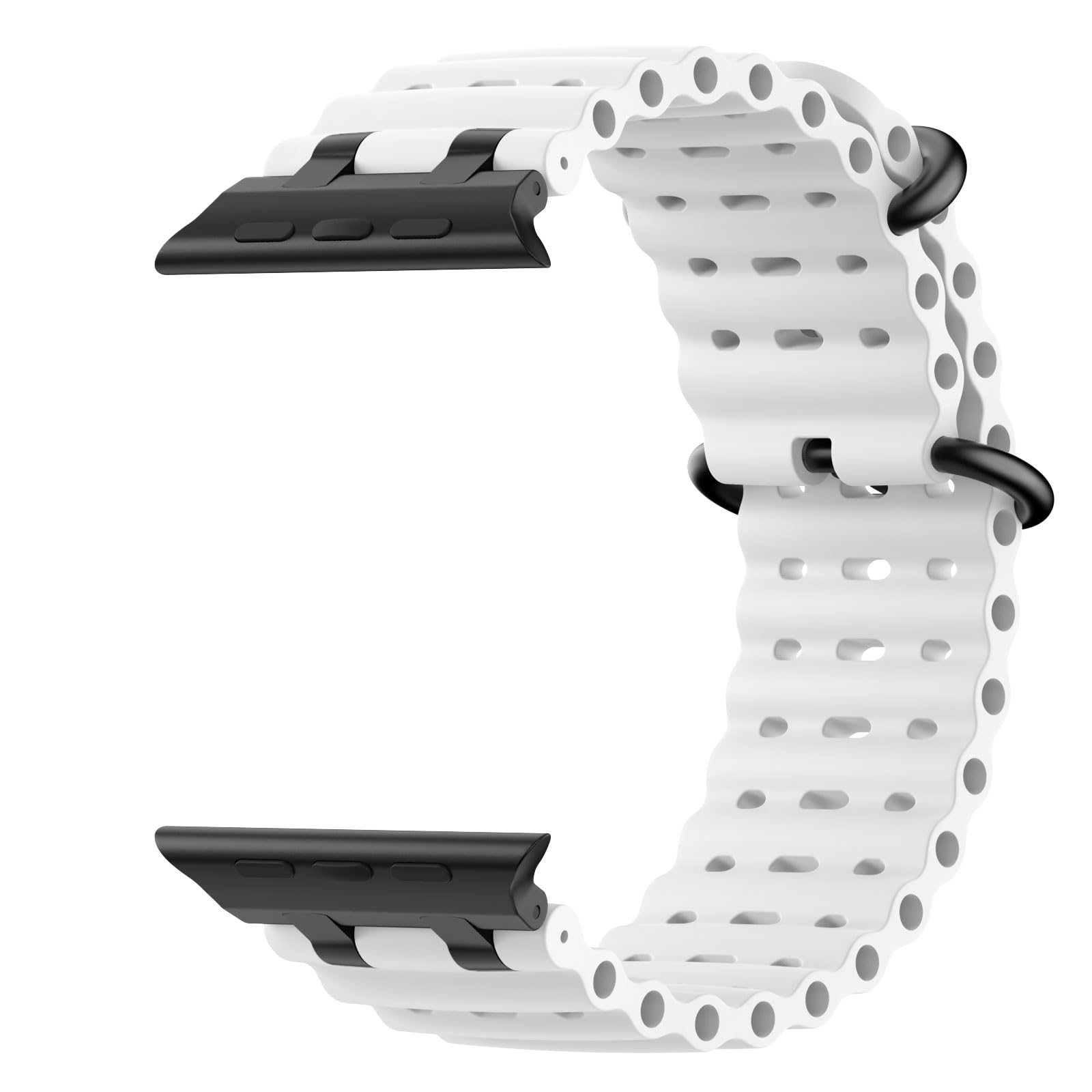 Verbessertes Ocean Armband, Kompatibel mit Apple Watch 42/44/45/46/49 mm | Für iWatch Ultra 3/2/1,S11/10/9/8/7/6/5/4,SE3/2/1,für Damen und Herren,Metallverschluss,Silikon,Sportarmband,Zweifarbig