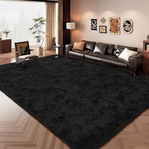 HOMORE Black Rug 8x10 Rugs for Living Room, Large Fluffy Carpet for Bedroom, Super Soft Shag Rug for Kids Nursery Boys Girls Room Dorm Decor