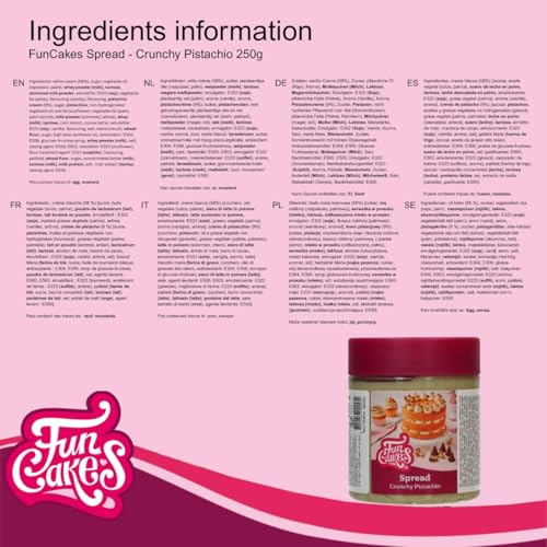 FunCakes Spread Crunchy Pistache: Aufstrich Knusprige Pistazie, gut zum Schichten zwischen Kuchen, zum Auftragen auf oder in Gebackene Cakes - 250g