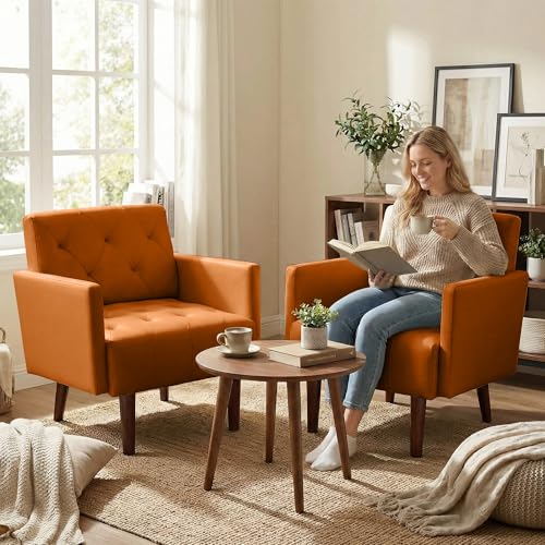 Sillón de Cuero Plegable Naranja miniatura 4