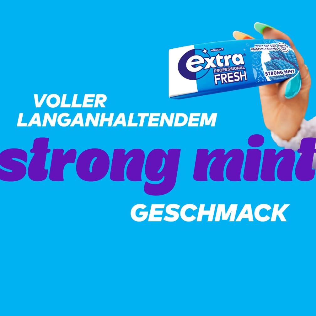 Extra Professional Fresh Strong Mint, Zuckerfreier Kaugummi, Multipack mit 30x10 Dragees, Für frischen Atem
