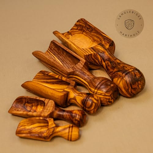 DAS OLIVENHOLZBRETT® Dosierlöffel Holz, Mehlschaufel, Gewürzschaufel Olivenholz, 6 cm