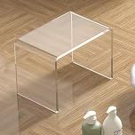 Clear Acrylic U Shaped End Table, Transparent Perspex Plastic Shower Stool, Stylish Modern Coffee Table with Rounded Edges, Waterproof Shower Bench for Small Spaces Bedroom, Living Room (30*20*22cm)