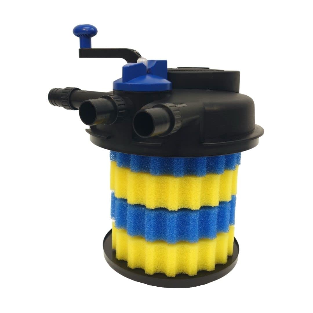 AquaOne Druckteichfilter CPF-2500 I Teichfilter für Teiche bis 6.000 Liter I Bio Teich Filter inkl.11 Watt UVC Klärer mit Kurbelreinigung I schwebealgenfreies klares Wasser