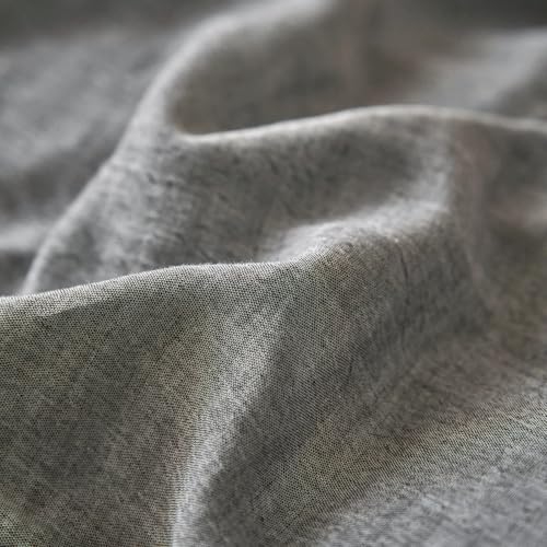 Image of EAVD Dark Grey Duvet Cover Full Soft Breathable 100% Muslin Cotton Gauze Bedding Set with 2 Pillowcases Modern Simple Solid Dark Grey Bedding Set with Zipper Closure