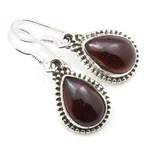 Preisvergleich Produktbild Granat Ohrringe 925 Silber Sterlingsilber Ohrhänger rot (MOH 107-02)