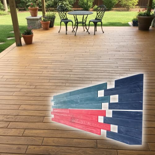 Wood Grain Stamp Mat Set of 4 – Realistic Texture Stamping Mats for Concrete Floors, Patios, and Driveways – Durable Rigid & Flex Mats – 3 1/2" Wood Planks