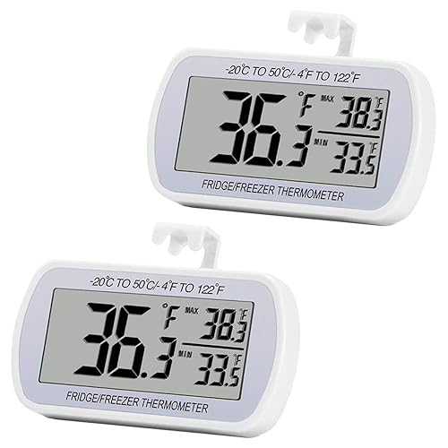 Miniatura 9 de Termómetro digital para nevera, termómetro para sala de congelación, impermeable, pantalla LCD grande, función de grabación máximamínima, color