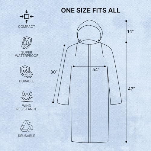 Image of Citizen Eco-Friendly EVA Poncho Raincoat for Men & Women, Lightweight Waterproof Coat with Hood, Adjustable Drawstring, Button Closure & Easy Carry Pouch, Reusable & Durable Outdoor Rainwear