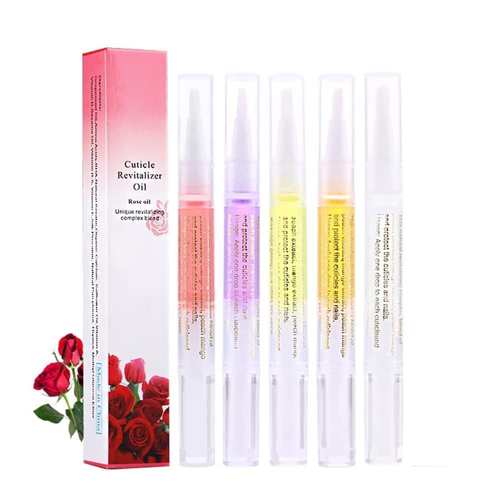 INOG 5pcs Cuticle Oil Pens Cuticle Revitalizer Oil Pen Set Kit Nail Art Gel Polish Nutrition Oil Pen Manicure Pedicure Tool Tips (Pack of 5)