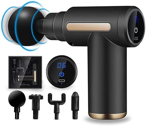 Bcamelys Pistola de Masaje, Pistola de Masaje Muscular con 6 Niveles Ajustables y 4 Cabezales de Masaje, pantalla táctil LCD, liviano, portátil para masaje de cuerpo completo Alivio muscular Cover