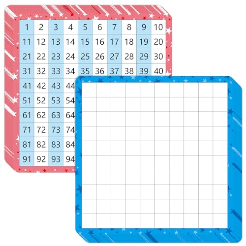 10 Pack Dry Erase Math Hundred Board Card Laminated Double Sided Number 1-100 Chart Easy to Write Consecutive Number Counting Chart for Students Math Manipulatives