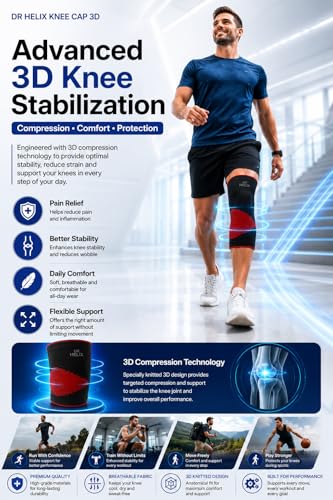 Image of Unisex 3D Knee Cap Red | Adjustable Support for Knee Pain Relief & Injury Prevention | Breathable, Comfortable & Durable|Ideal for Sports, Recovery & Daily Use - (Size - XL)