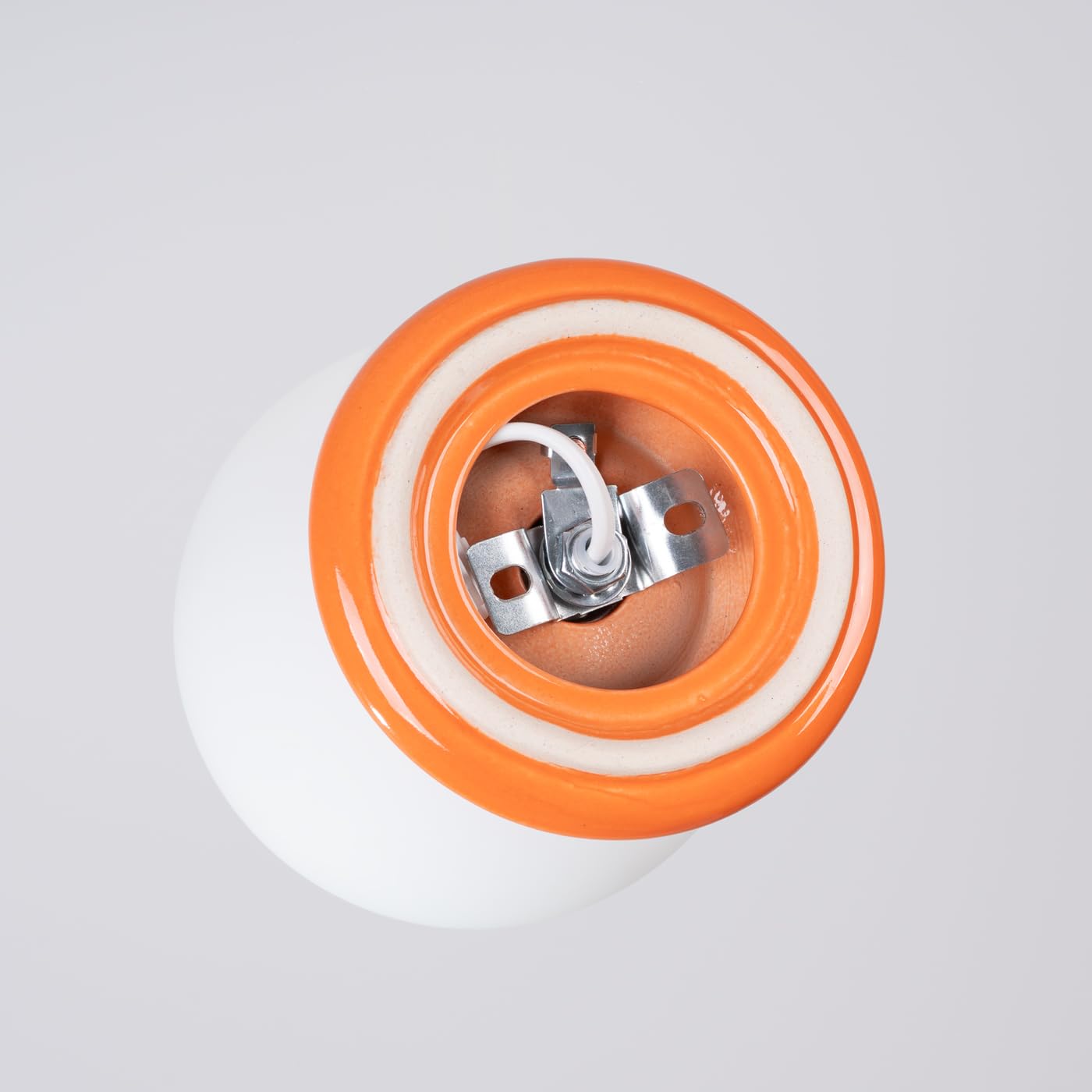 SOLLUX lighting Plafoniera Lampada da Soffitto - Faretto da Soffitto Ceramica Smaltata Vetro - 1 Paralume - Lampada LED Lampadina - Arancione Zori