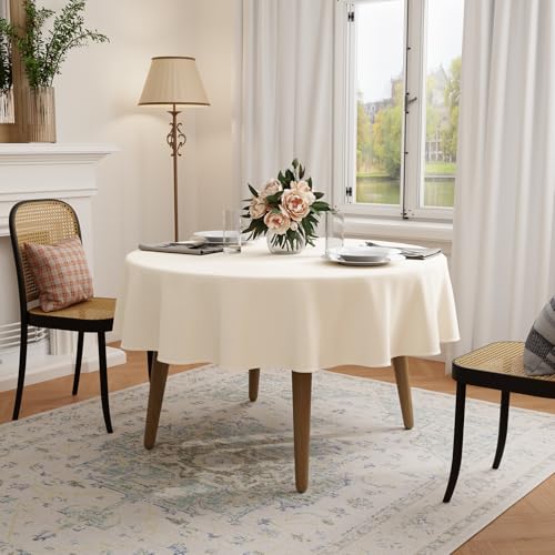 GFCC Nappe Ronde 160 cm Beige, Nappe en Élégante et Moderne, Lavable et Réutilisable en Polyester pour Salle à Manger, Jardin, Mariage, Fête, Noël et...