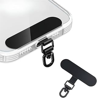 スマホ ストラップホルダー ステンレス鋼 耐久性 360度回転タイプ 折れ曲がり設計 浮きにくい 0.3mm極薄 軽量 充電影響なし 落下紛失防止 全機種対応 挟むだけ ブラック