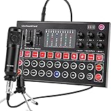 Audio Interface, ALPOWL Sound Card and DJ Mixer for Live Streaming, Guitar, YouTube, Recording and Gaming, Condenser Mirophone Bundle for Family, Friends, Outdoor/Indoor, Large Gatherings