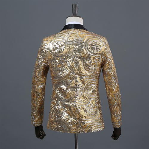 Men's Sequin Blazer Shiny Suit Jacket One Button Sparkly Formal Tuxedo Jackets for Disco Party, Prom, Dinner4