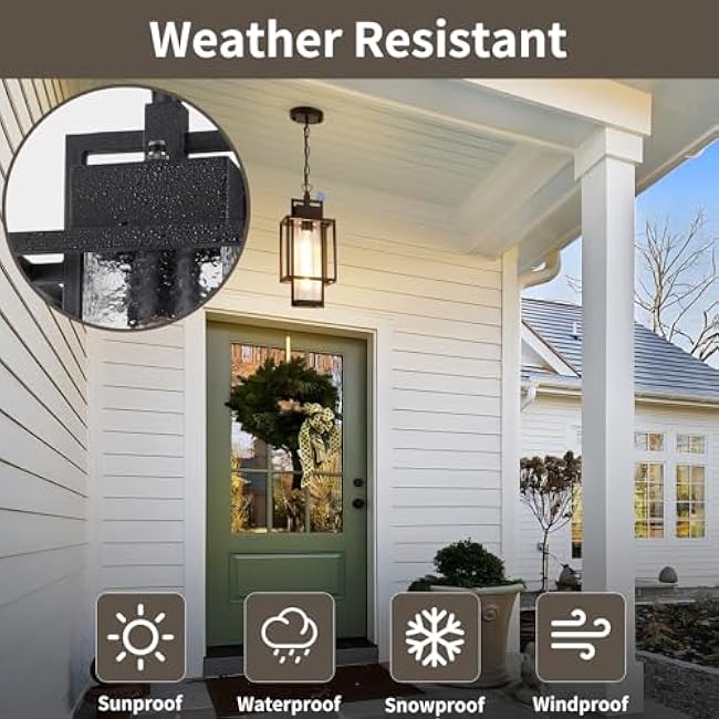 Outdoor Pendant Light Fixture 16 Modern Black OS-KY1005