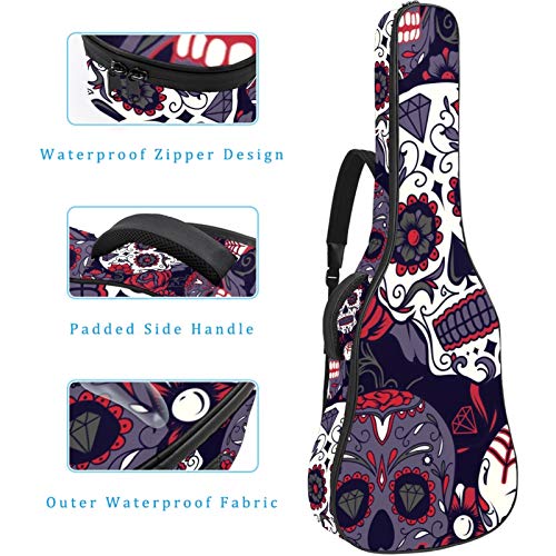 TIZORAX Housse pour guitare acoustique Day of the Dead Sugar Skull avec imprimé floral personnalisé Housse de transport… - Les Beatles, Paul McCartney, John Lennon, RIngo Starr, George Harrison TIZORAX Housse pour guitare acoustique Day of the Dead Sugar Skull avec imprimé floral personnalisé Housse de transport… – Image 5